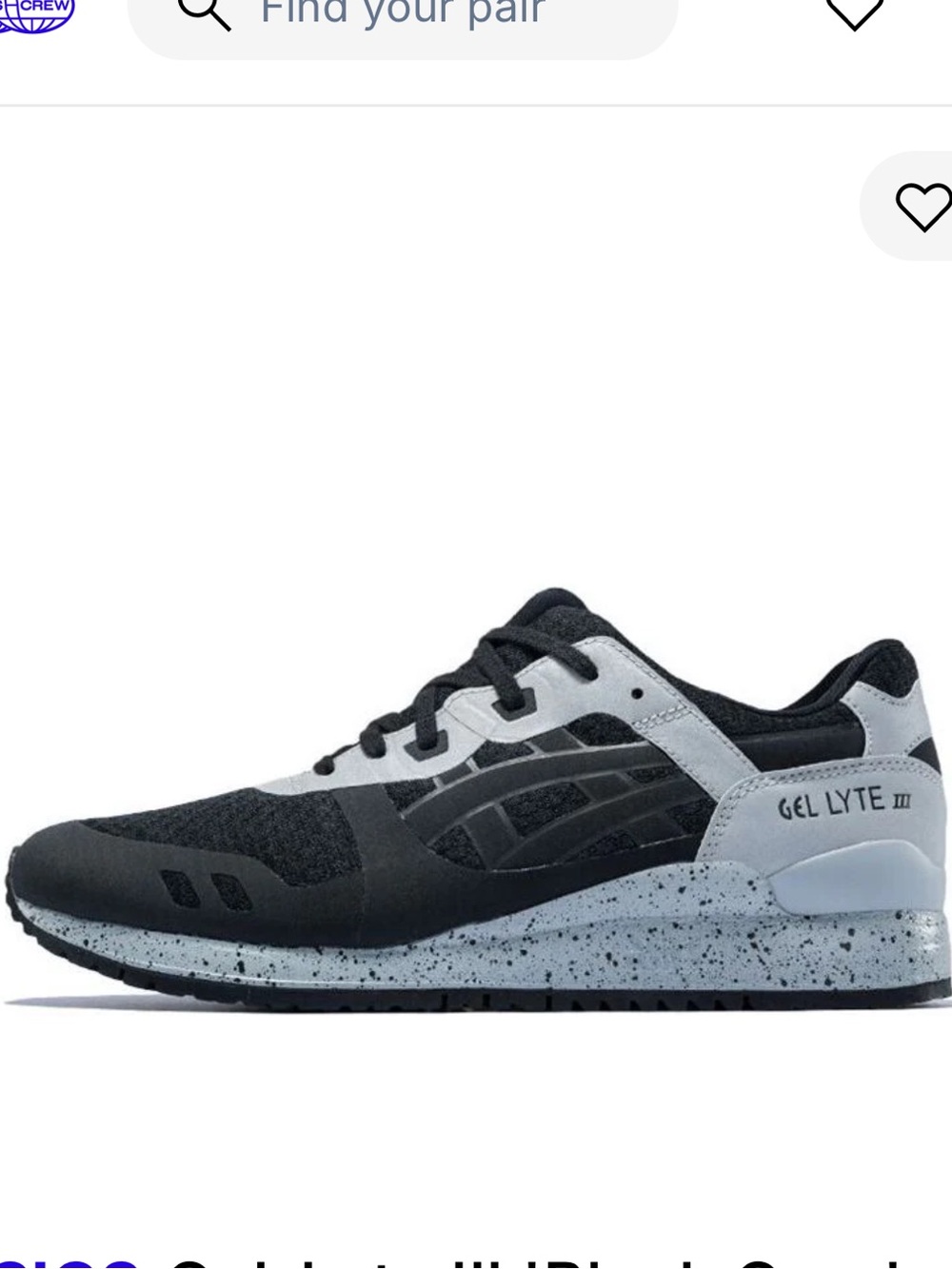 ASICS GEL-LYTE III Men`s Size 8.5 - Black/Grey Running Shoes Sneakers H7X4N